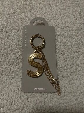Chelsea28 Gold Letter S Keychain Charm with Chain Tassels